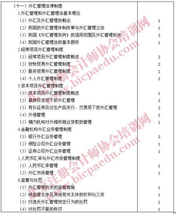2011年注册会计师专业阶段经济法考试大纲