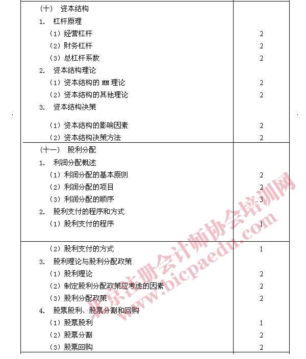 2011年注册会计师专业阶段考试大纲&mdash;&mdash;财务成本管理