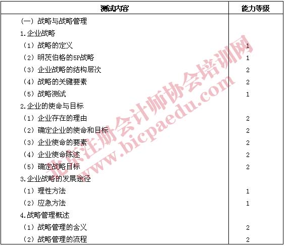 2011年注册会计师专业阶段考试大纲&mdash;&mdash;公司战略与风险管理