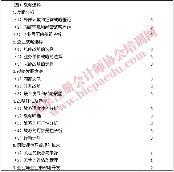 2011年注册会计师专业阶段考试大纲&mdash;&mdash;公司战略与风险管理