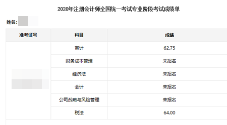 中注协注会成绩